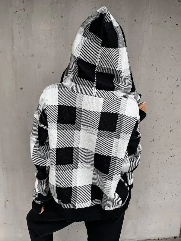 3 Piece Knitted Plaid Hoodie Crop Top Jogger Set  COLORS  SIZES