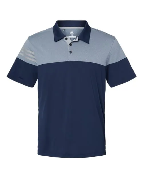 adidas Men's Heathered 3-Stripes Colorblock Polo