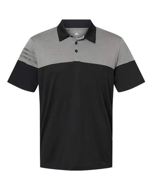 adidas Men's Heathered 3-Stripes Colorblock Polo