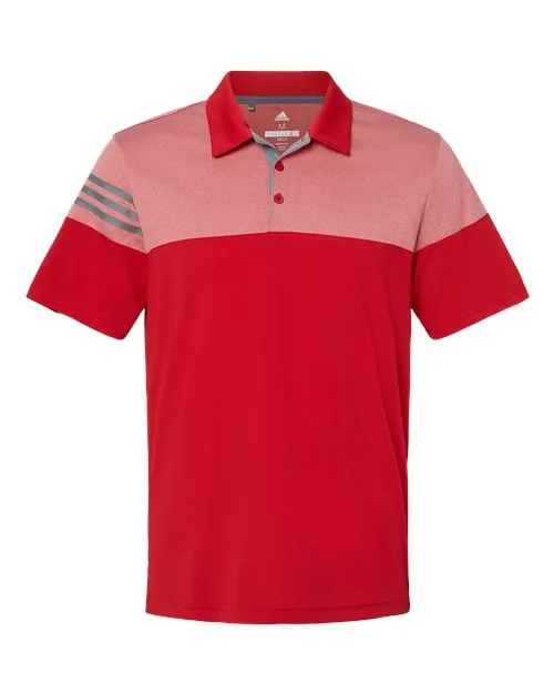 adidas Men's Heathered 3-Stripes Colorblock Polo