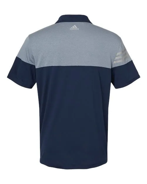 adidas Men's Heathered 3-Stripes Colorblock Polo