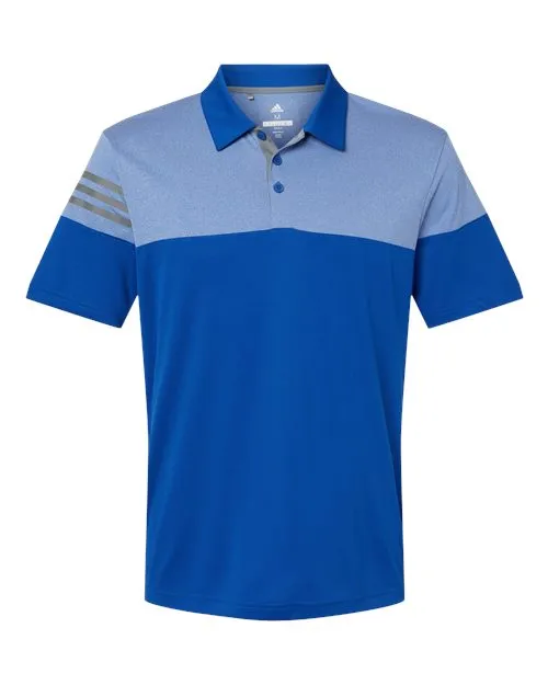 adidas Men's Heathered 3-Stripes Colorblock Polo