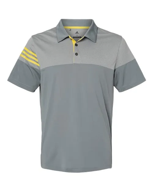 adidas Men's Heathered 3-Stripes Colorblock Polo