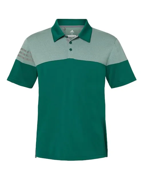 adidas Men's Heathered 3-Stripes Colorblock Polo