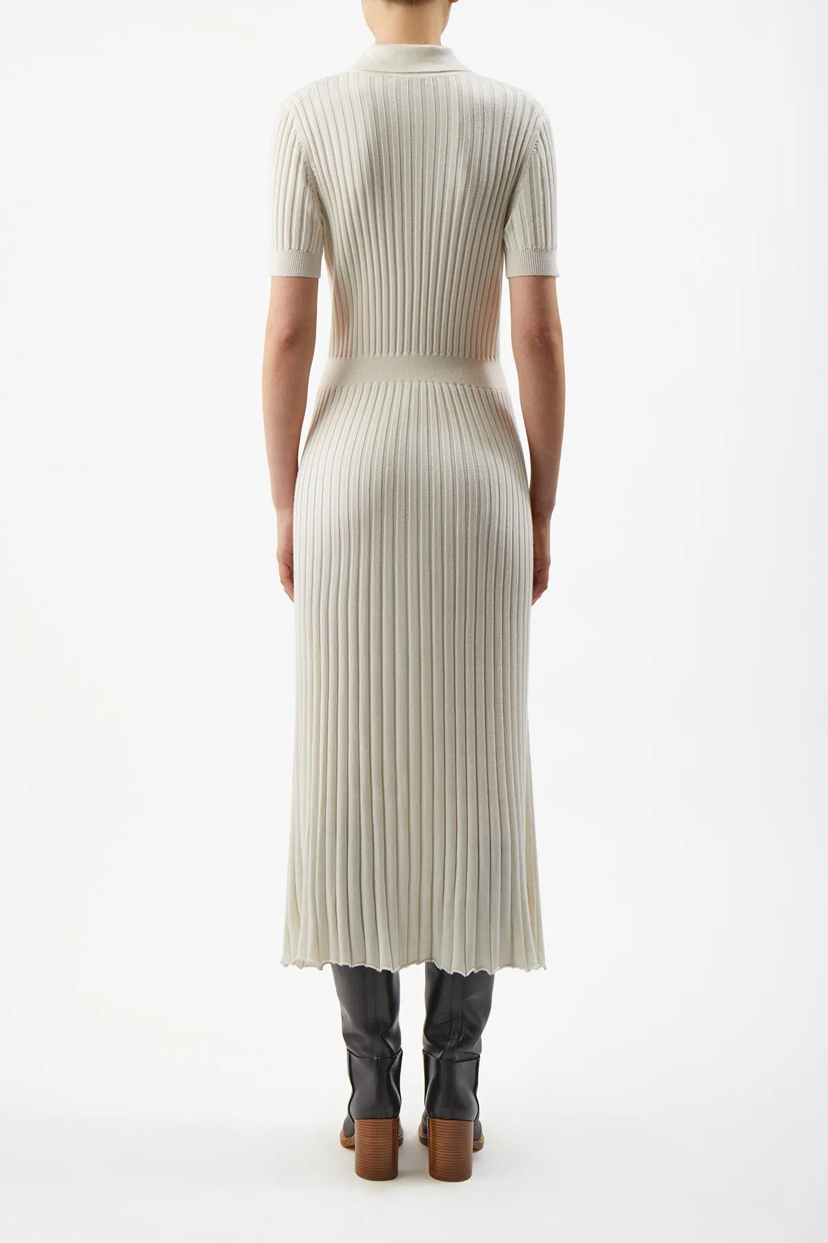 Amor Knit Midi Dress in Ivory Cashmere Silk