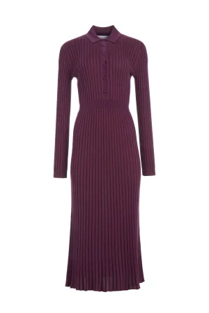 Ardor Knit Maxi Dress in Italian Plum Cashmere Silk