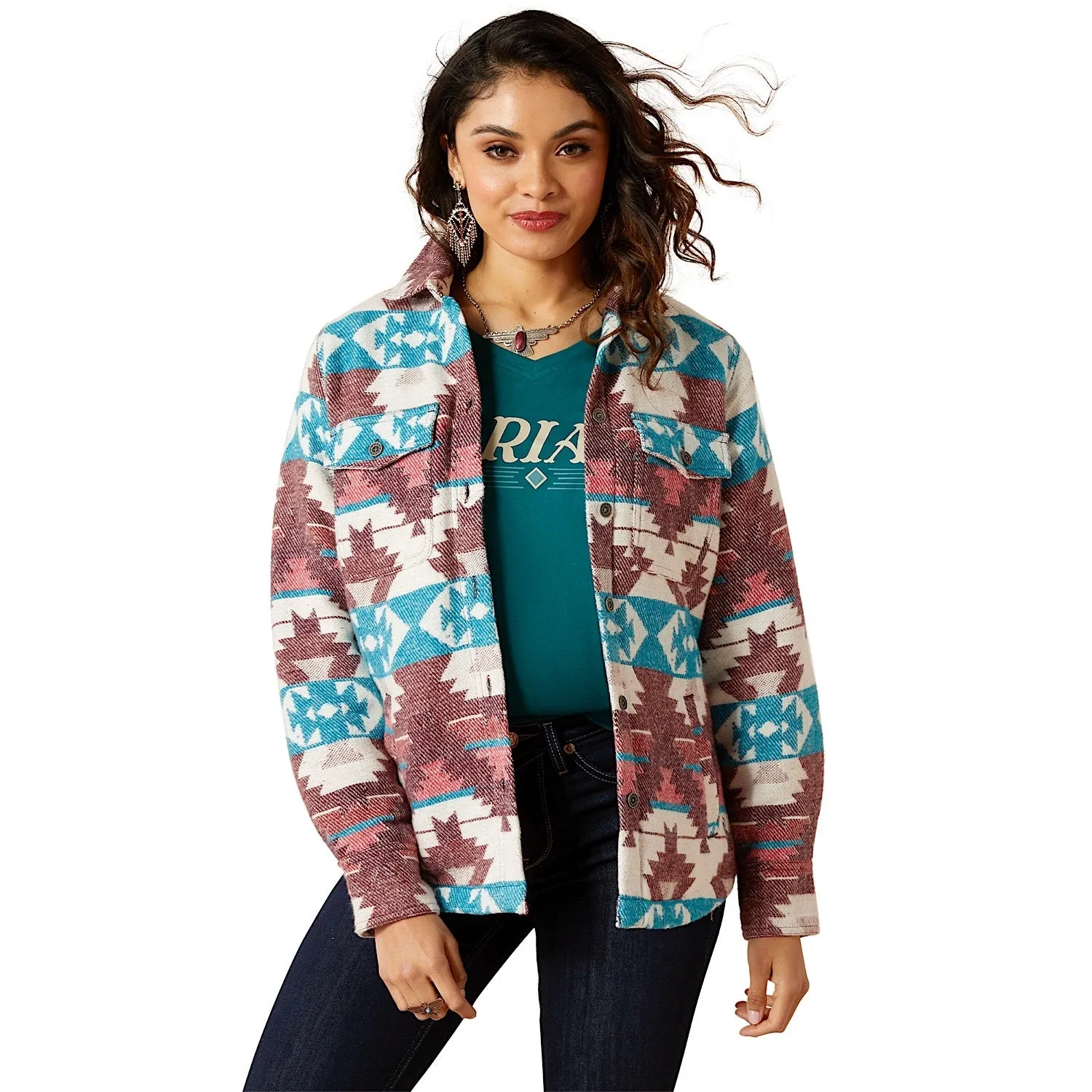 Ariat Womens Shacket Shirt Jacket Baja Jacquard