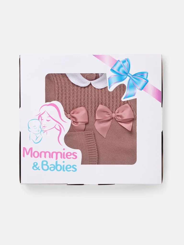 Baby Girl Grow 2-piece with Bow Gift Box Set - Dusty Pink