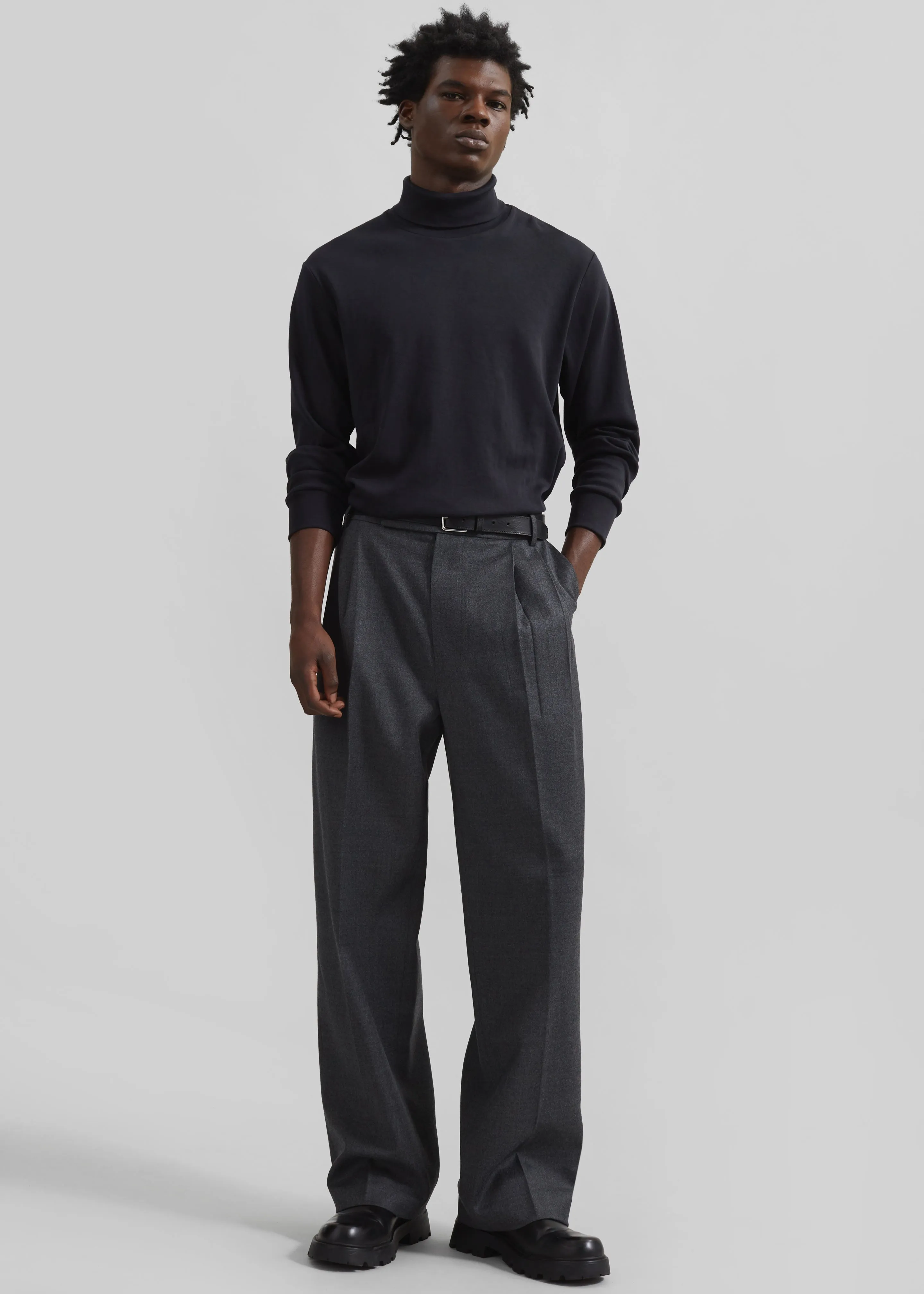 Beo Wool Flannel Suit Pants - Charcoal