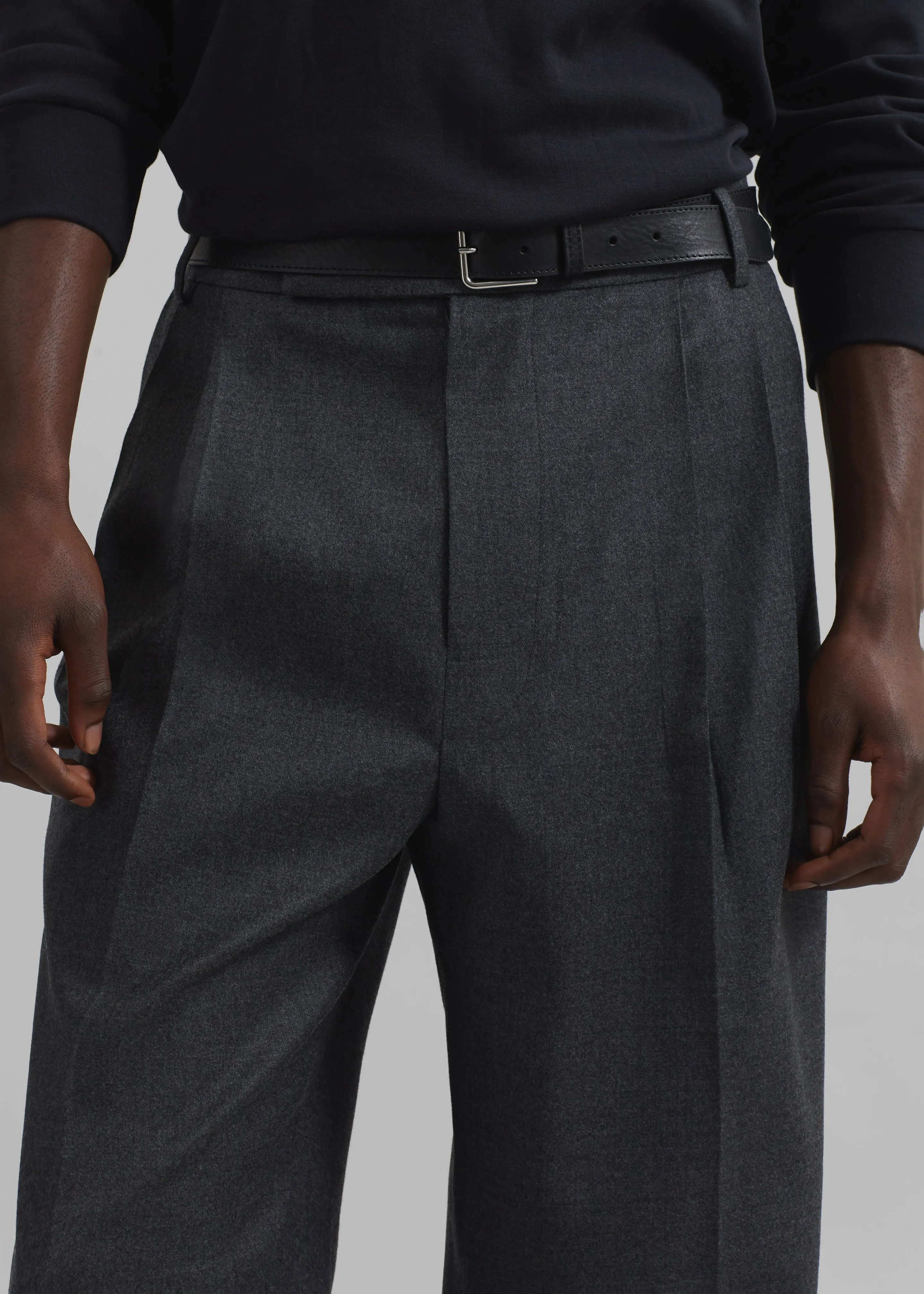 Beo Wool Flannel Suit Pants - Charcoal