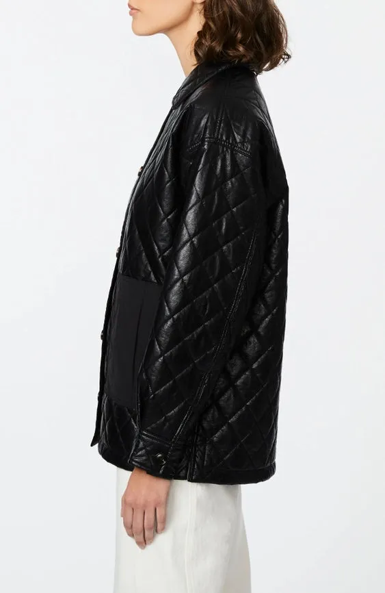 Bernardo Faux Leather Quilted Shirt Jacket