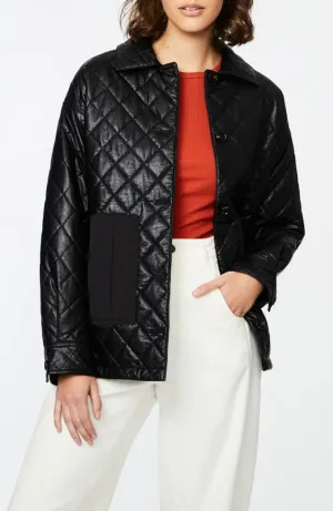 Bernardo Faux Leather Quilted Shirt Jacket