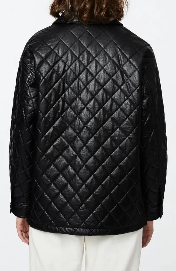 Bernardo Faux Leather Quilted Shirt Jacket