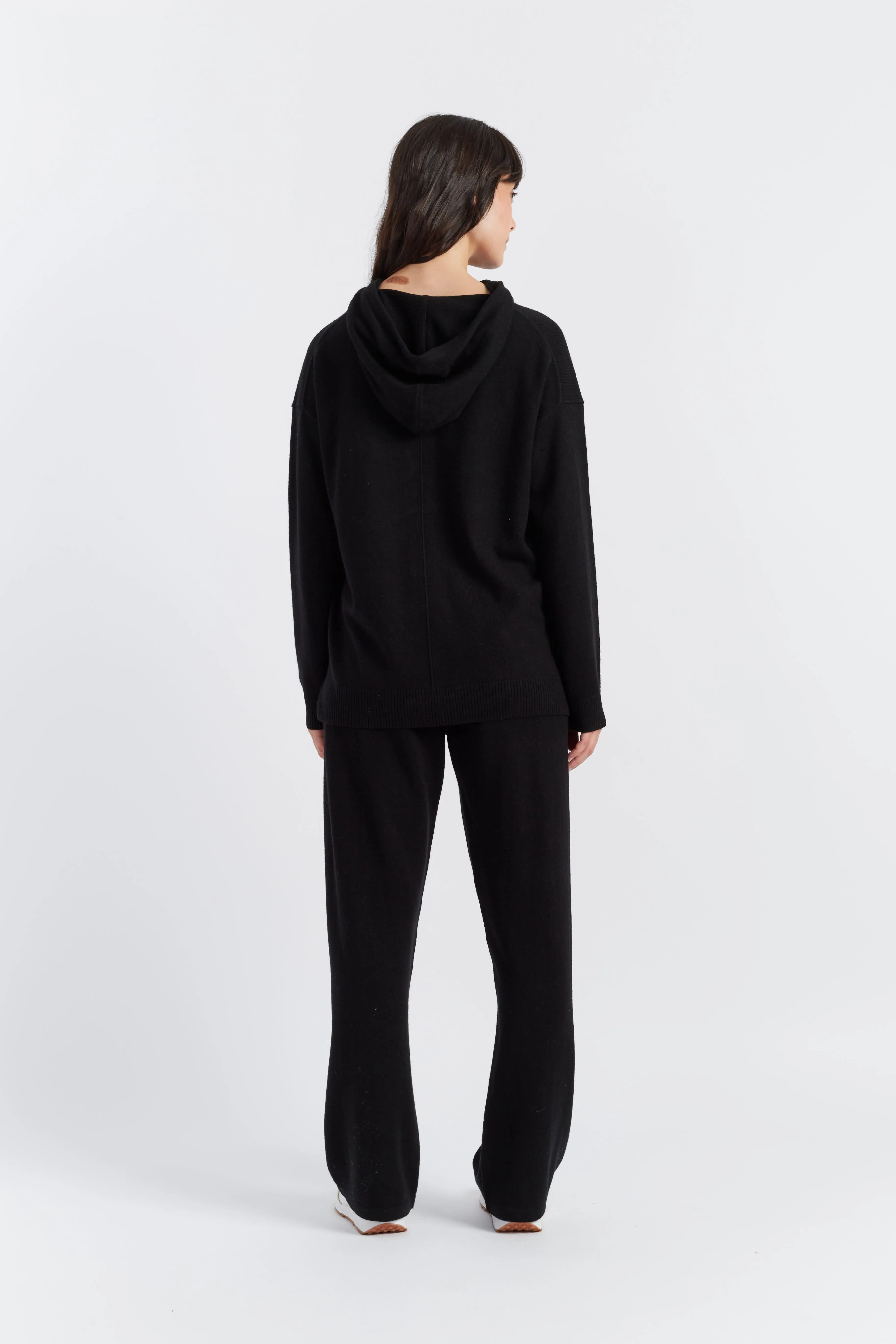 Black Wool-Cashmere Relaxed Hoodie