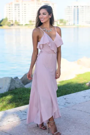 Blush High Low Dress with Ruffle Detail