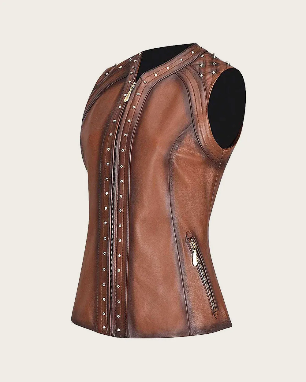 Brown with spike studs vest