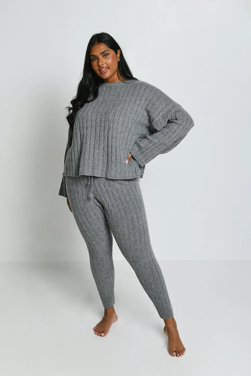 Cable Knit Set - Grey