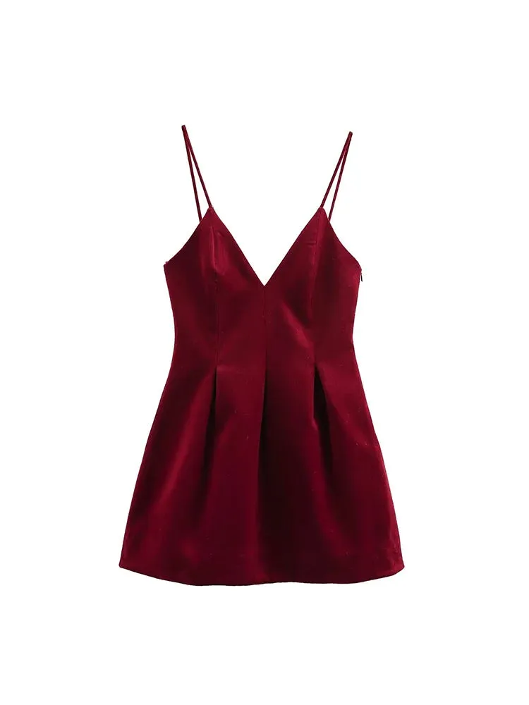 Chic Velvet Spaghetti Strap Dress