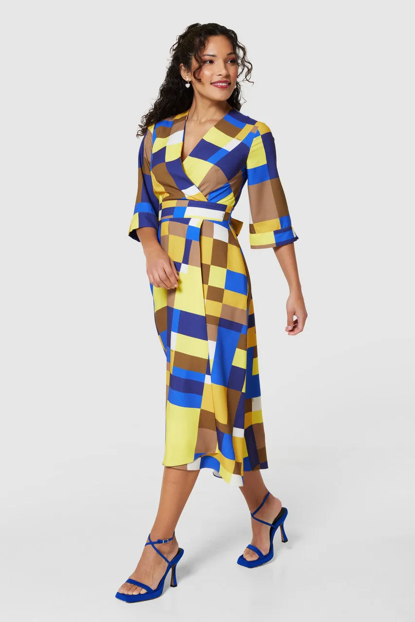 CLOSET LONDON BLUE HIGH-LOW WRAP DRESS