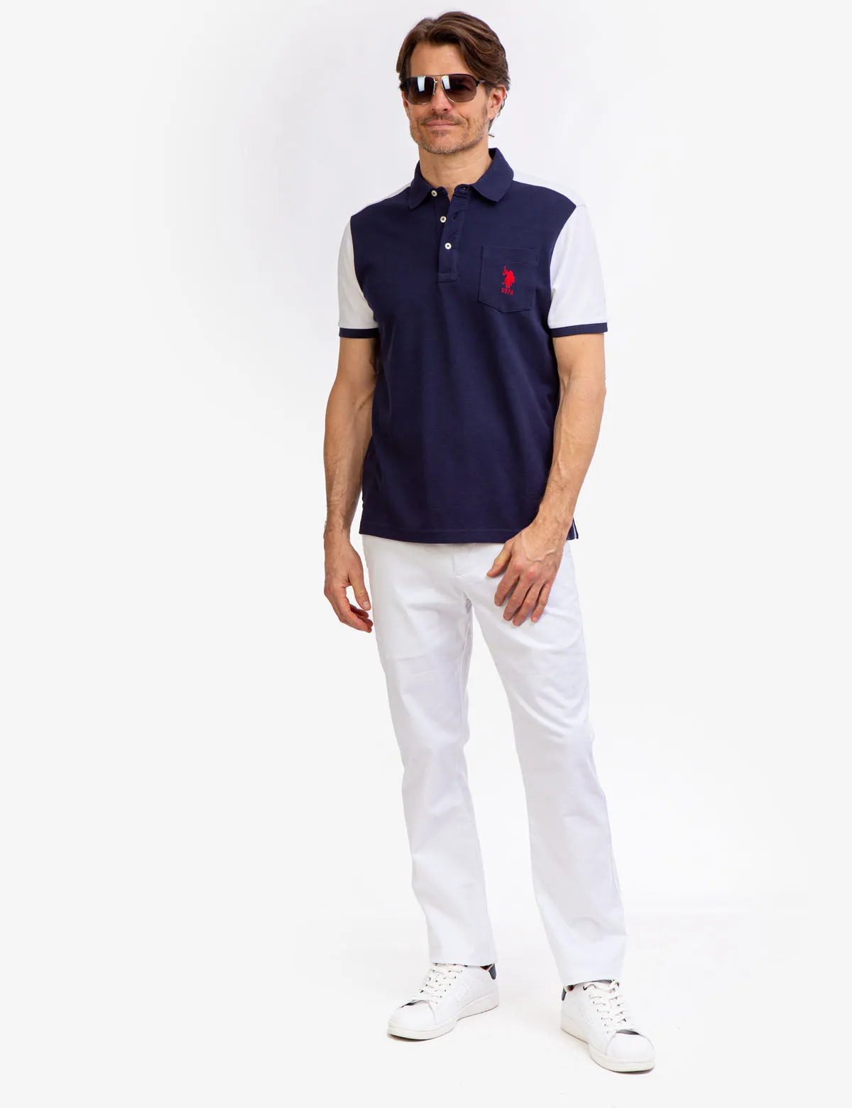 COLORBLOCK PIQUE POLO SHIRT WITH POCKET