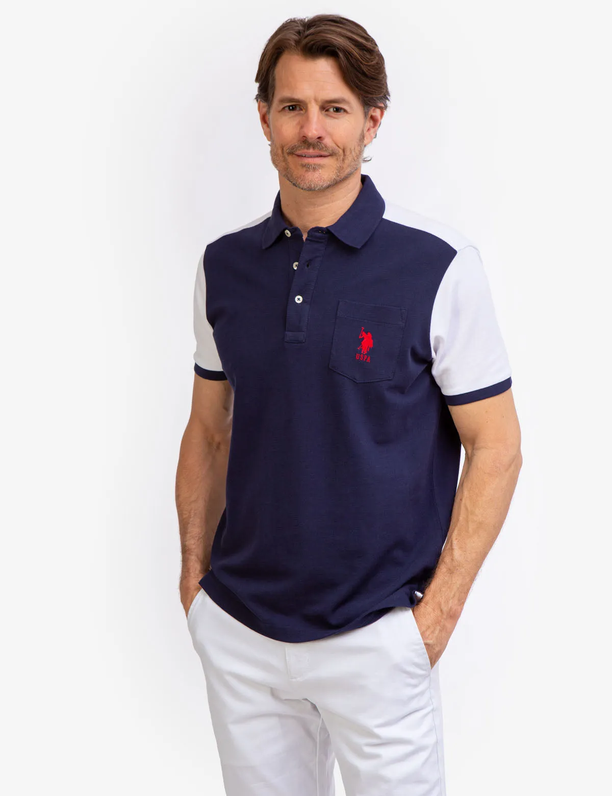 COLORBLOCK PIQUE POLO SHIRT WITH POCKET