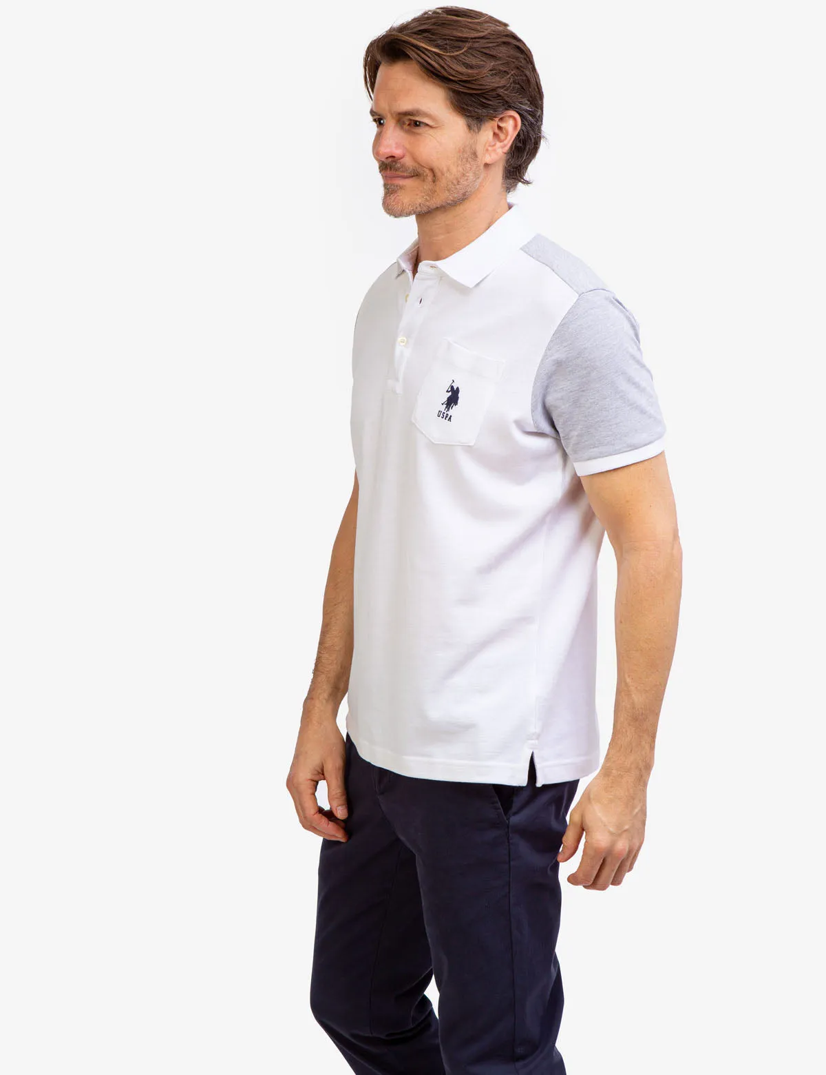 COLORBLOCK PIQUE POLO SHIRT WITH POCKET