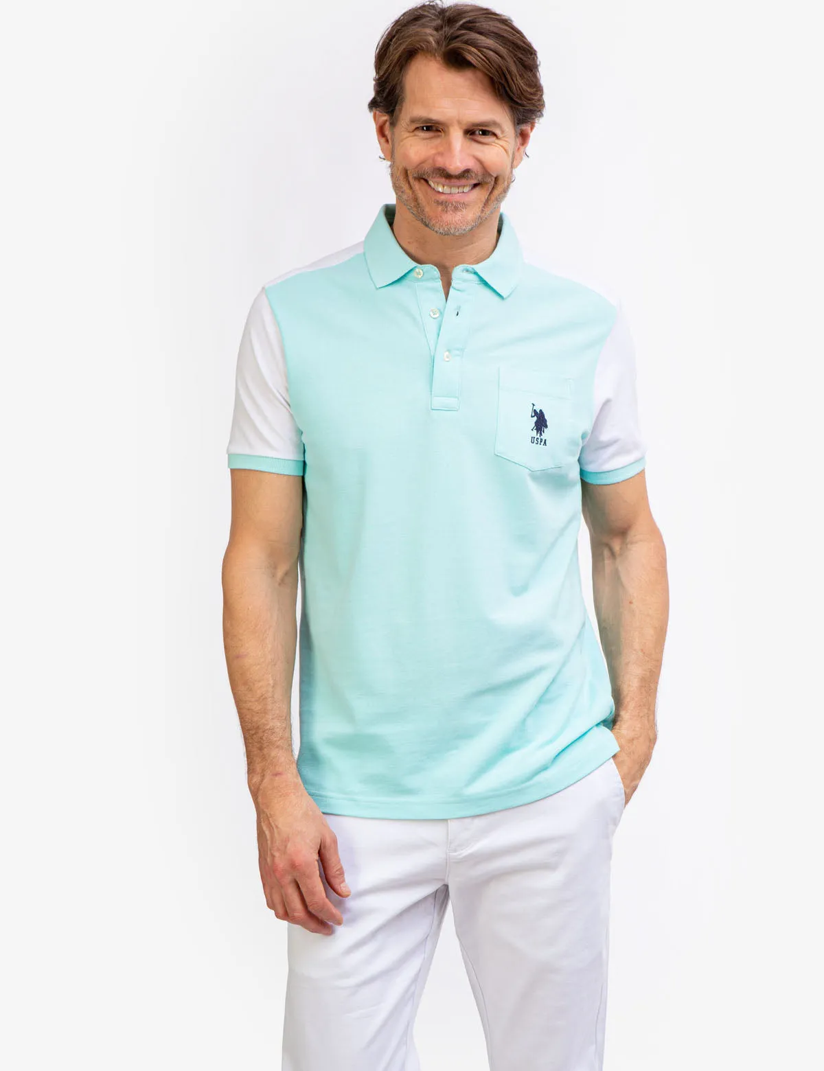 COLORBLOCK PIQUE POLO SHIRT WITH POCKET