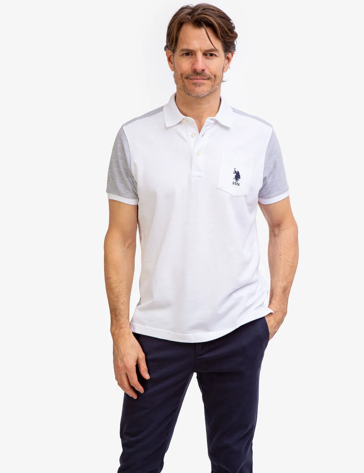 COLORBLOCK PIQUE POLO SHIRT WITH POCKET