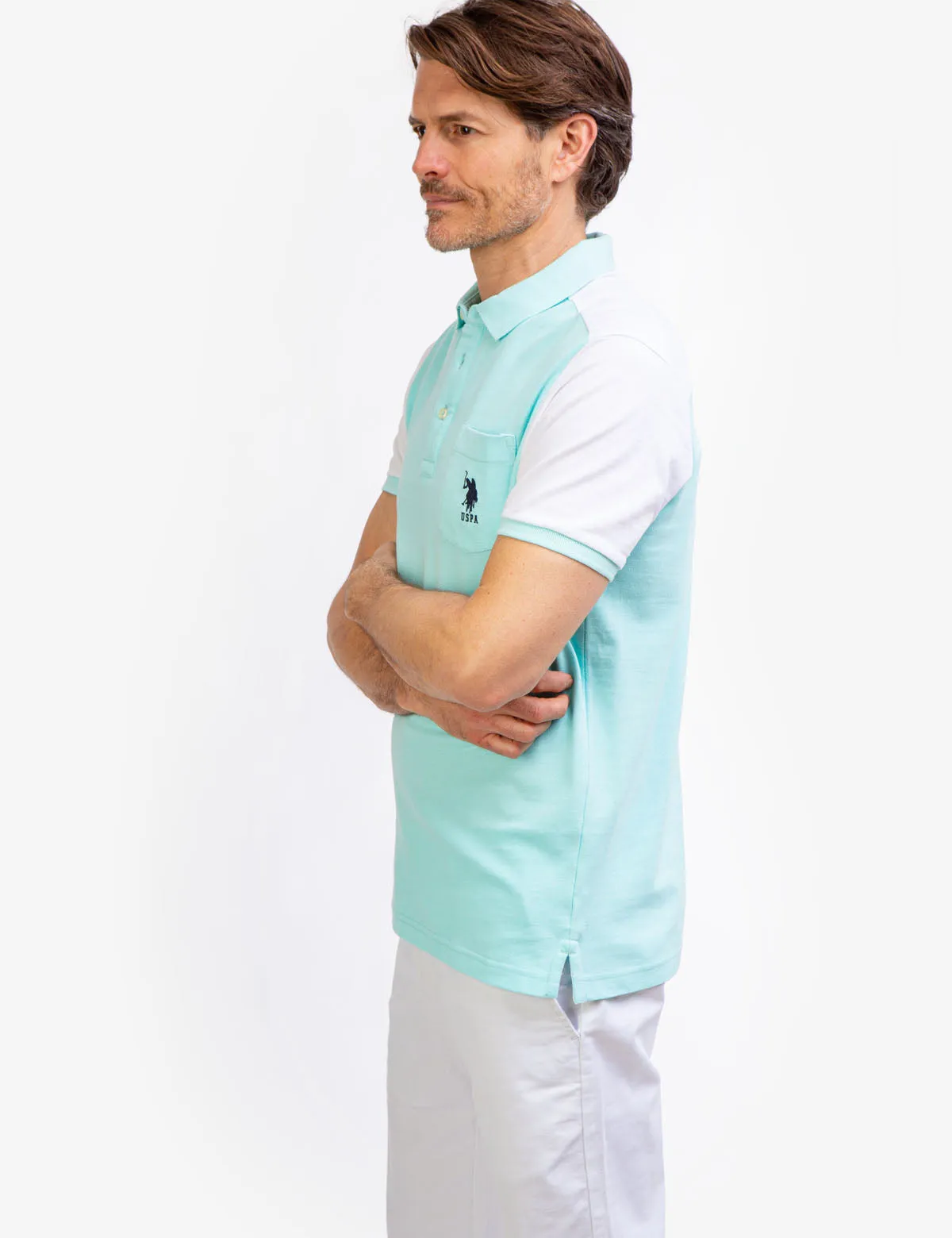 COLORBLOCK PIQUE POLO SHIRT WITH POCKET