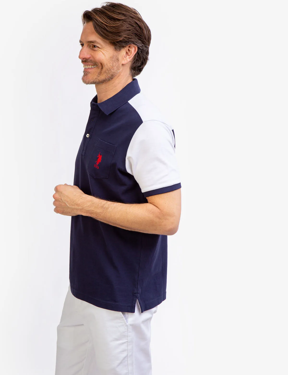 COLORBLOCK PIQUE POLO SHIRT WITH POCKET