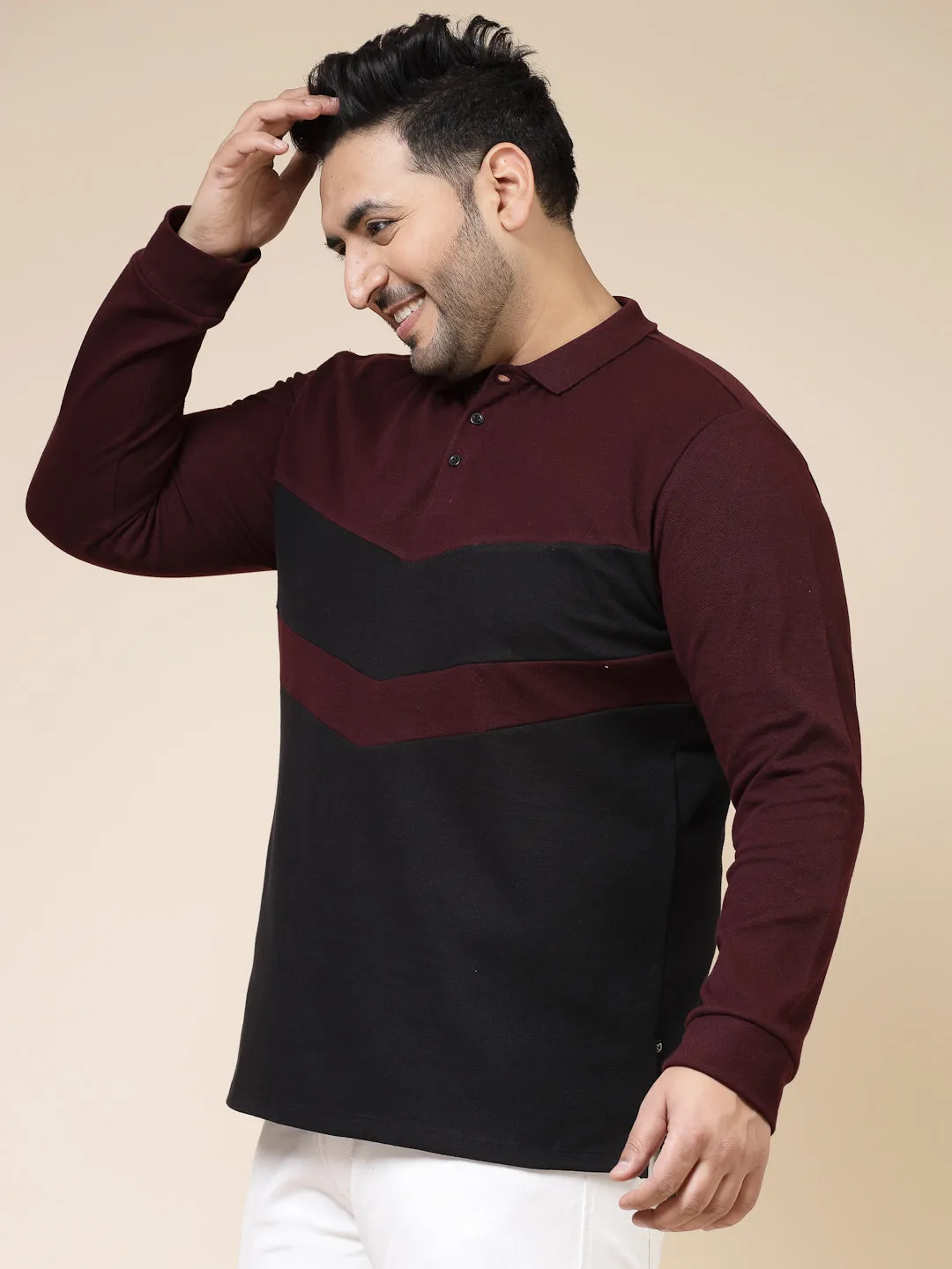 Colorblock Polo with Extended Sleeves