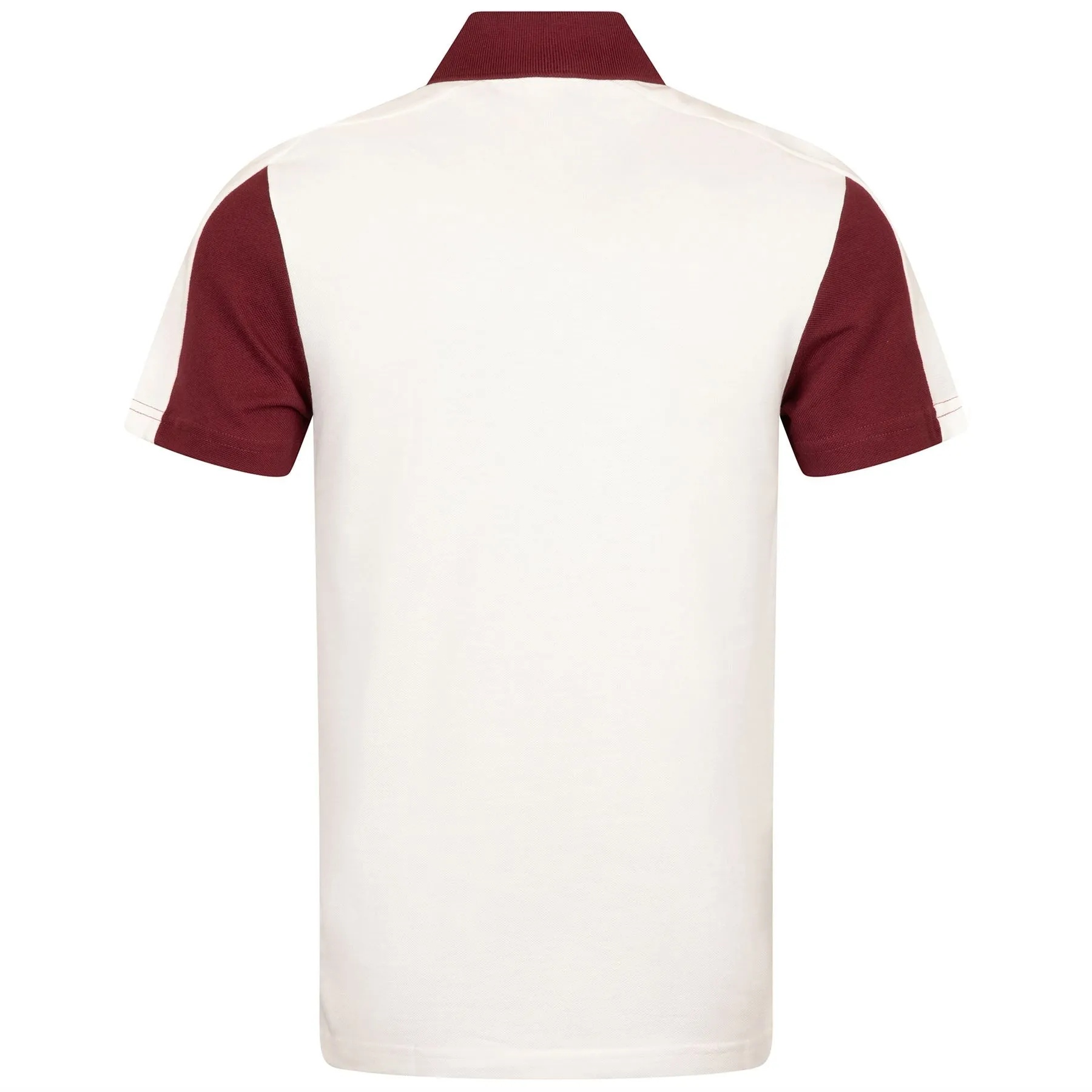 Cotton Pique Colorblock Polo White/Bordeaux/Red - SS24