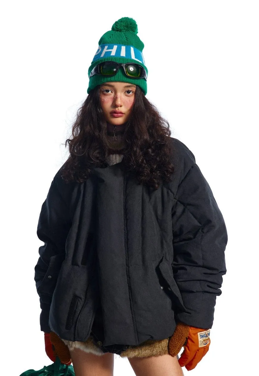 Cropped bomber jacket black padded grunge skater puffer