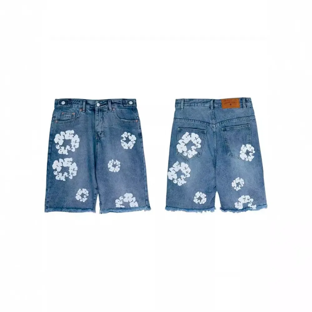 Denim Tears Shorts Summer Men's and Women's Loose Casual Denim Shorts