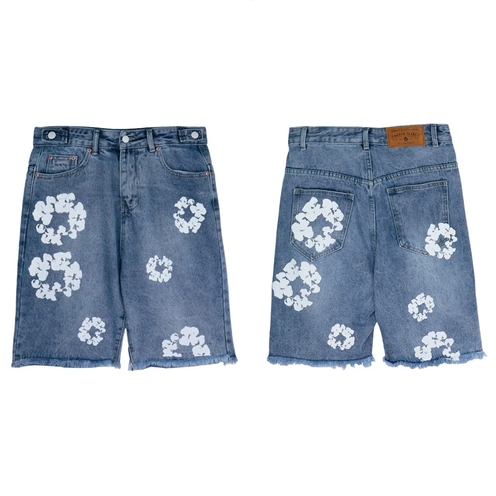 Denim Tears Shorts Summer Men's and Women's Loose Casual Denim Shorts