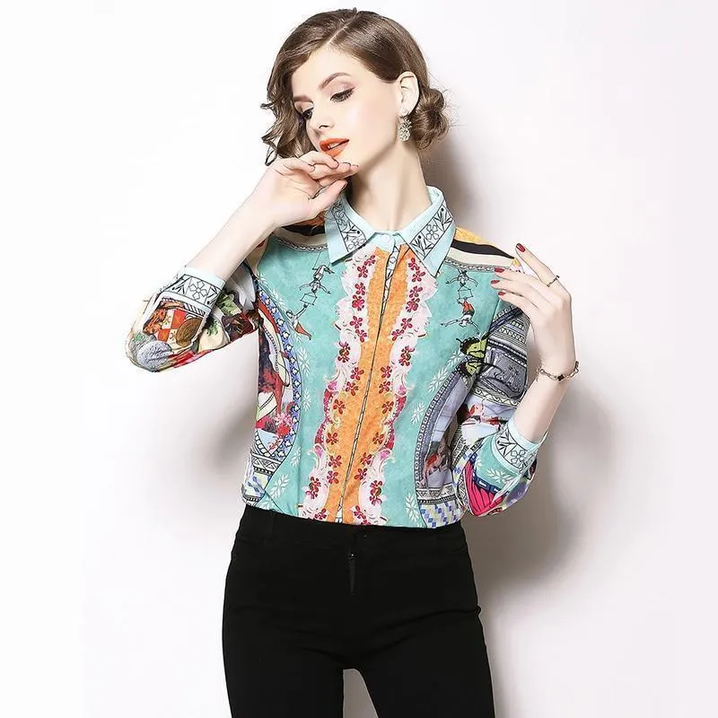 Elegant Runway Fashion Women Shirt Vintage Blouse