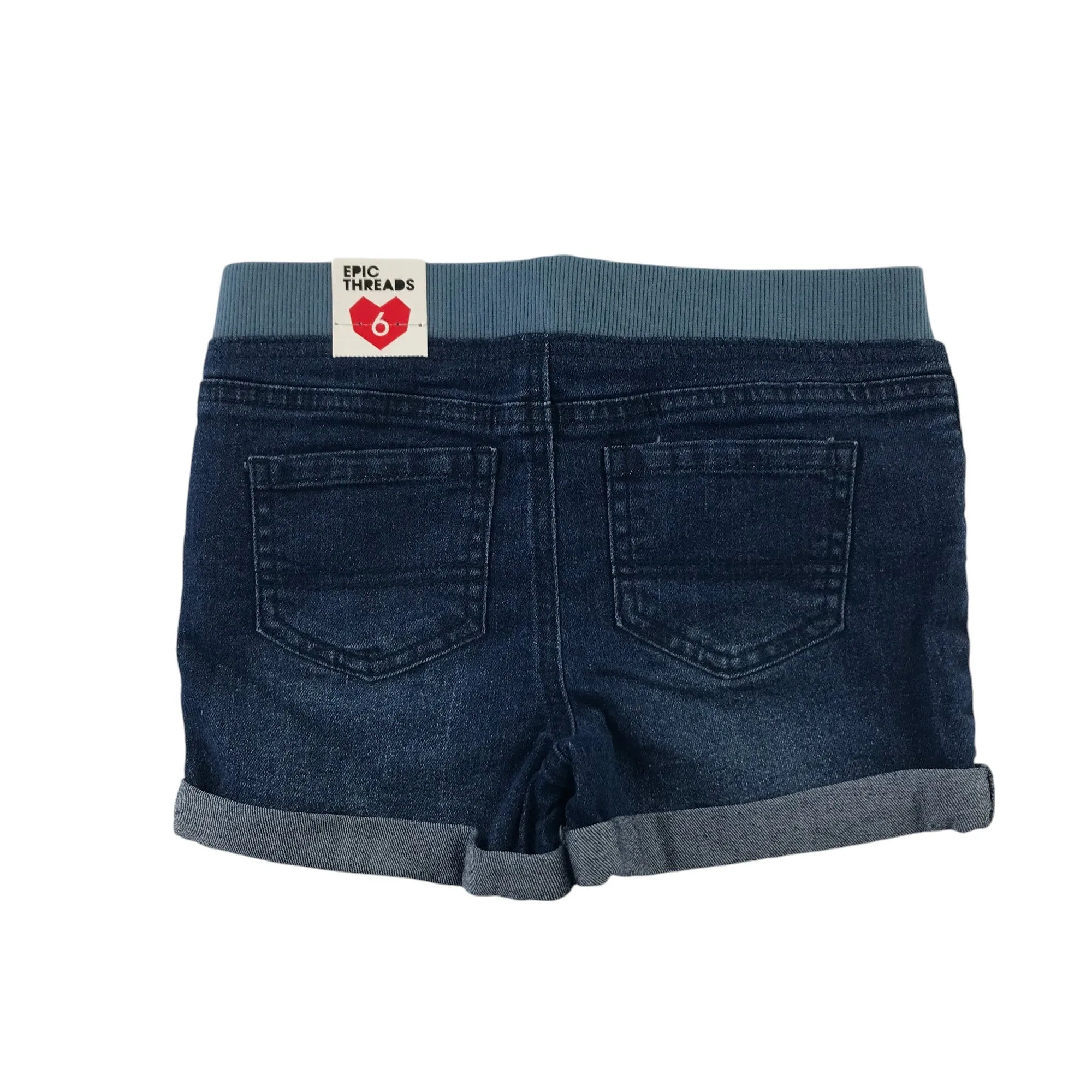 Epic Threads shorts 5-6 years blue stretchy denim pull elasticated waistband