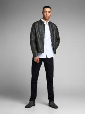 Exclusive Plain Black Round Neck Decant Jacket For Men by TJS