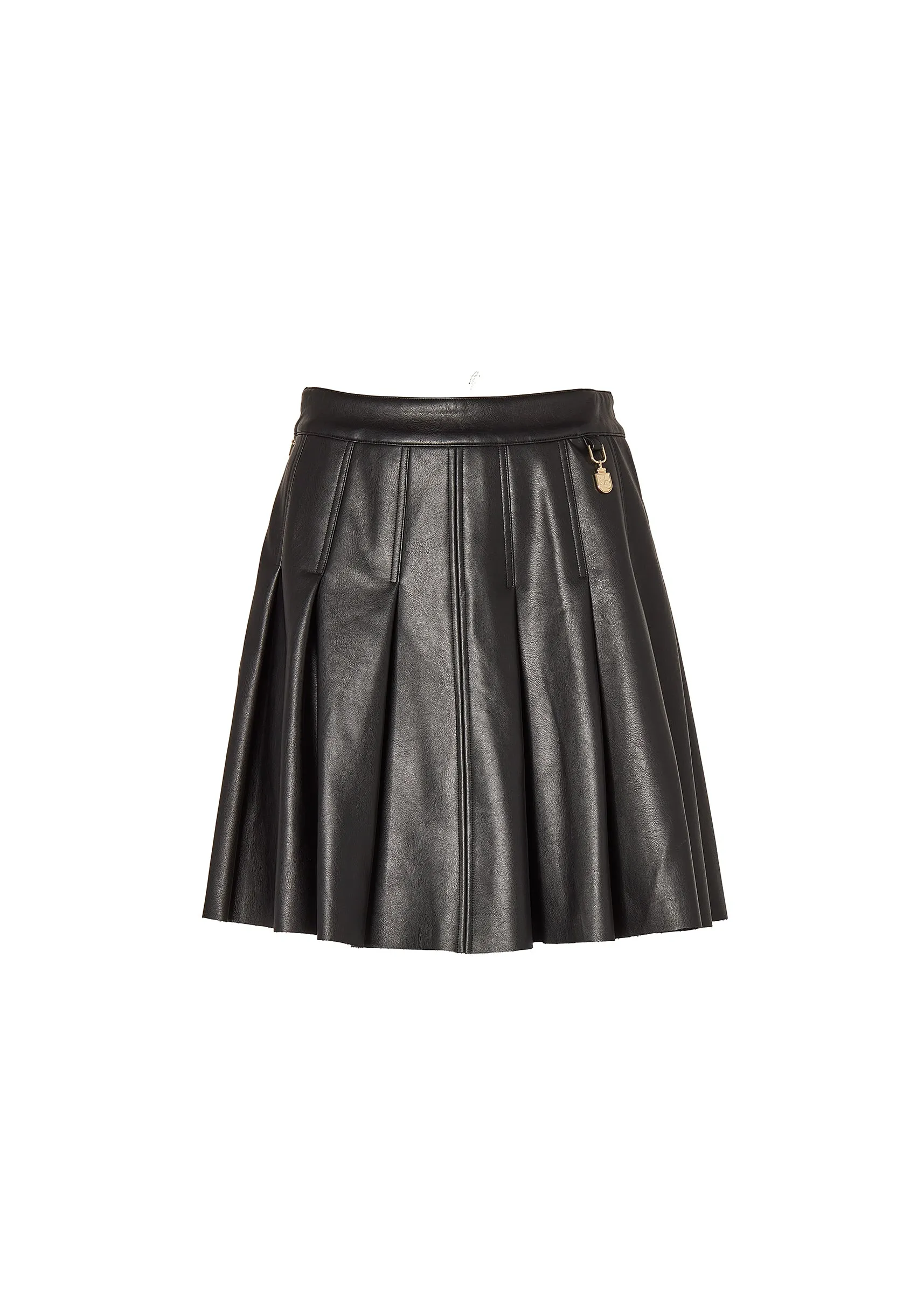 Faux Leather Pleated Mini Skirt (Black)