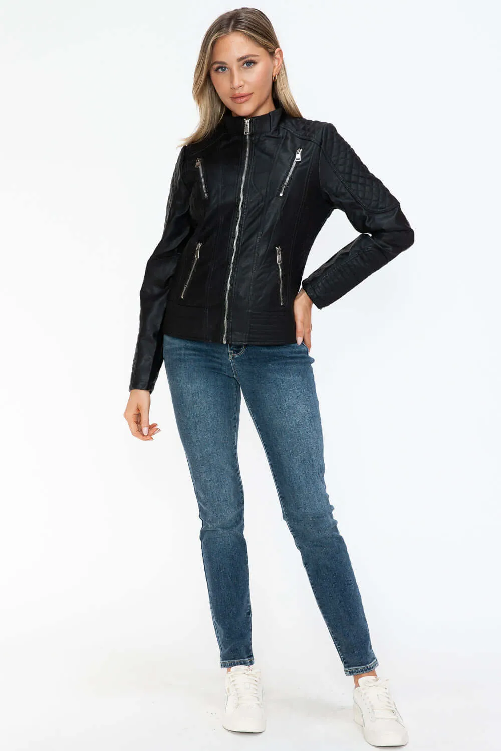 Faux Leather Zip Up Jacket