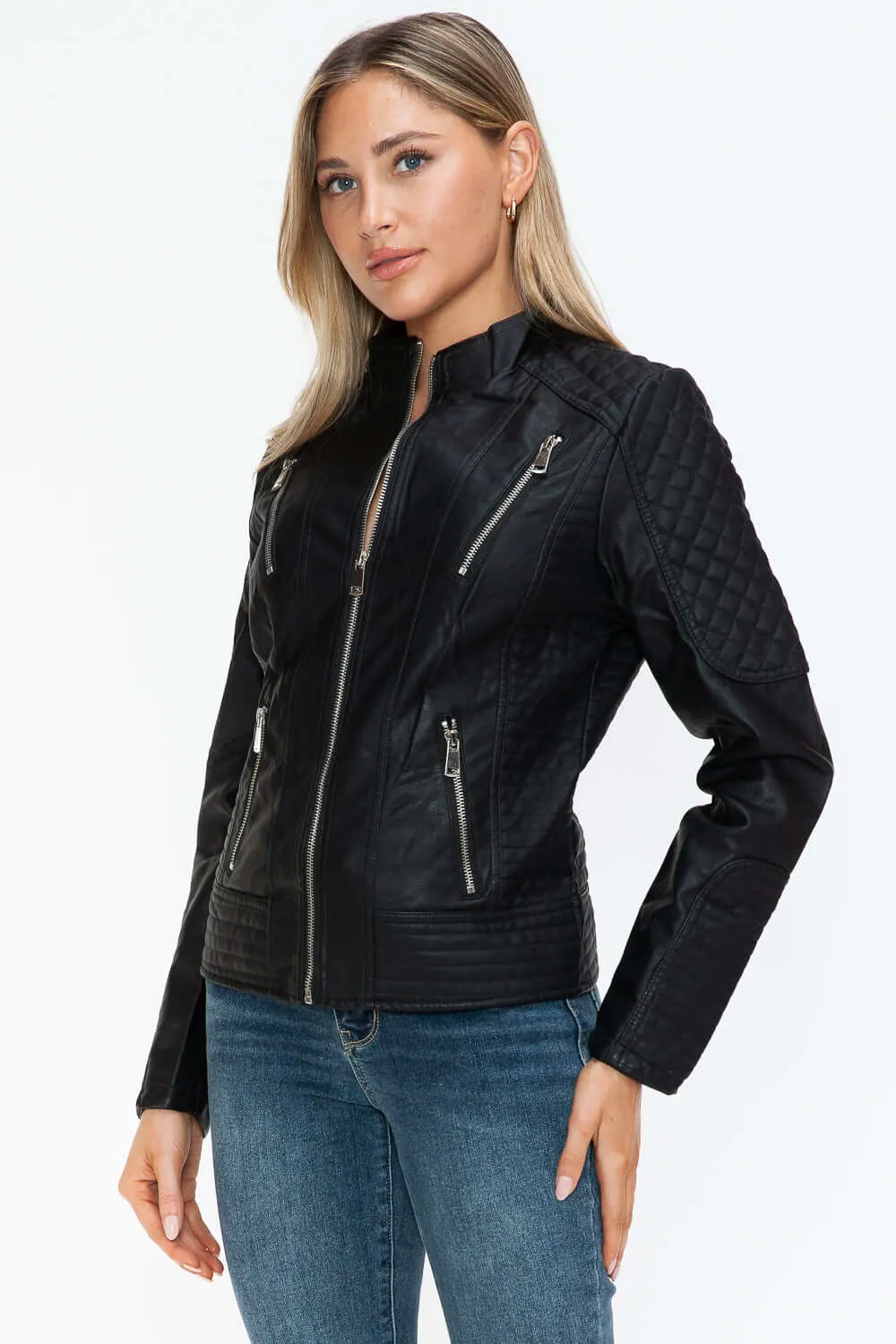 Faux Leather Zip Up Jacket