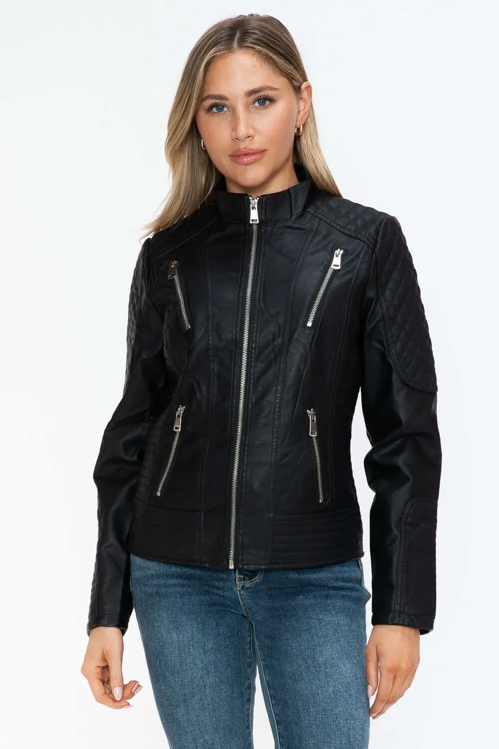 Faux Leather Zip Up Jacket