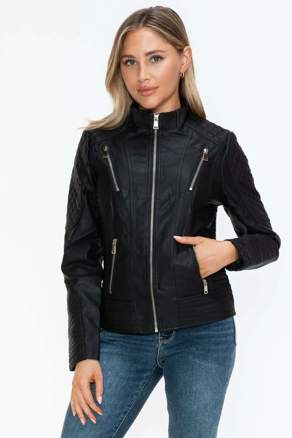 Faux Leather Zip Up Jacket