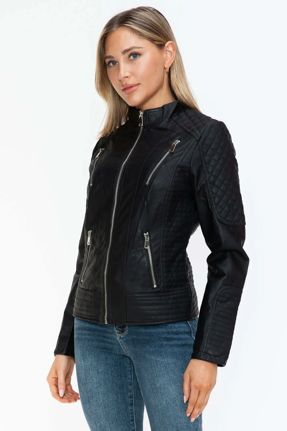 Faux Leather Zip Up Jacket