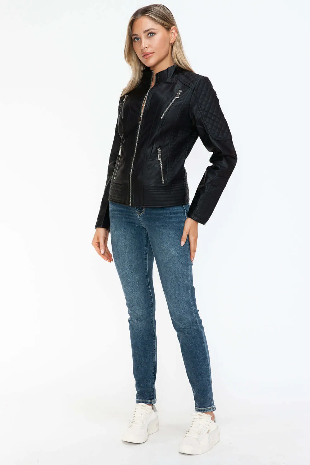 Faux Leather Zip Up Jacket