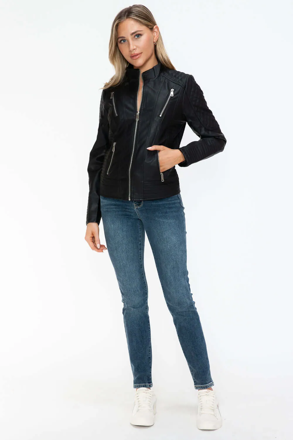 Faux Leather Zip Up Jacket