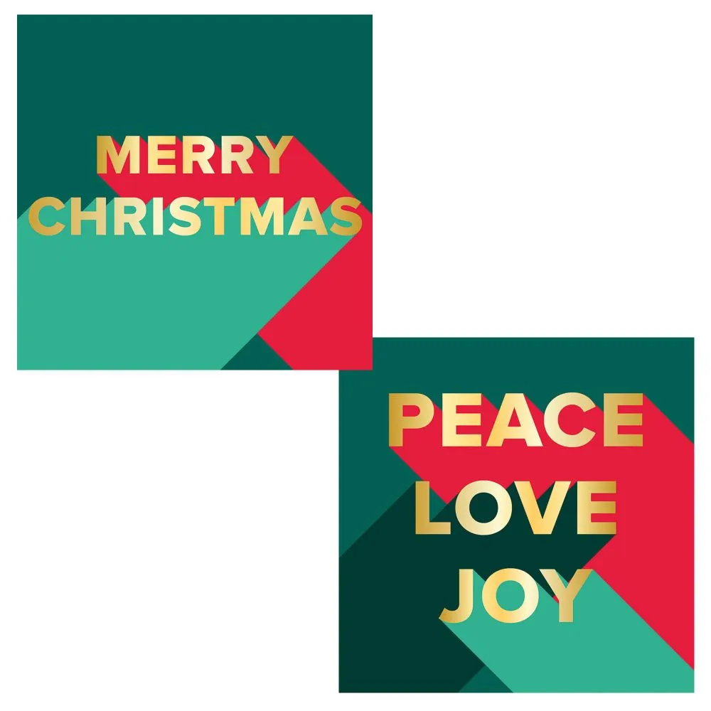 Gold Peace Love Joy/Merry Christmas Twin Pack