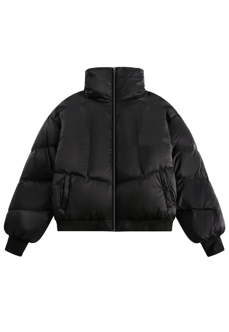 Gorpcore bomber jacket black grunge utility puffer