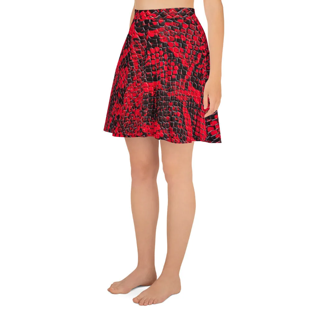 Graphic Print Red Skirt for Women, lioness-love