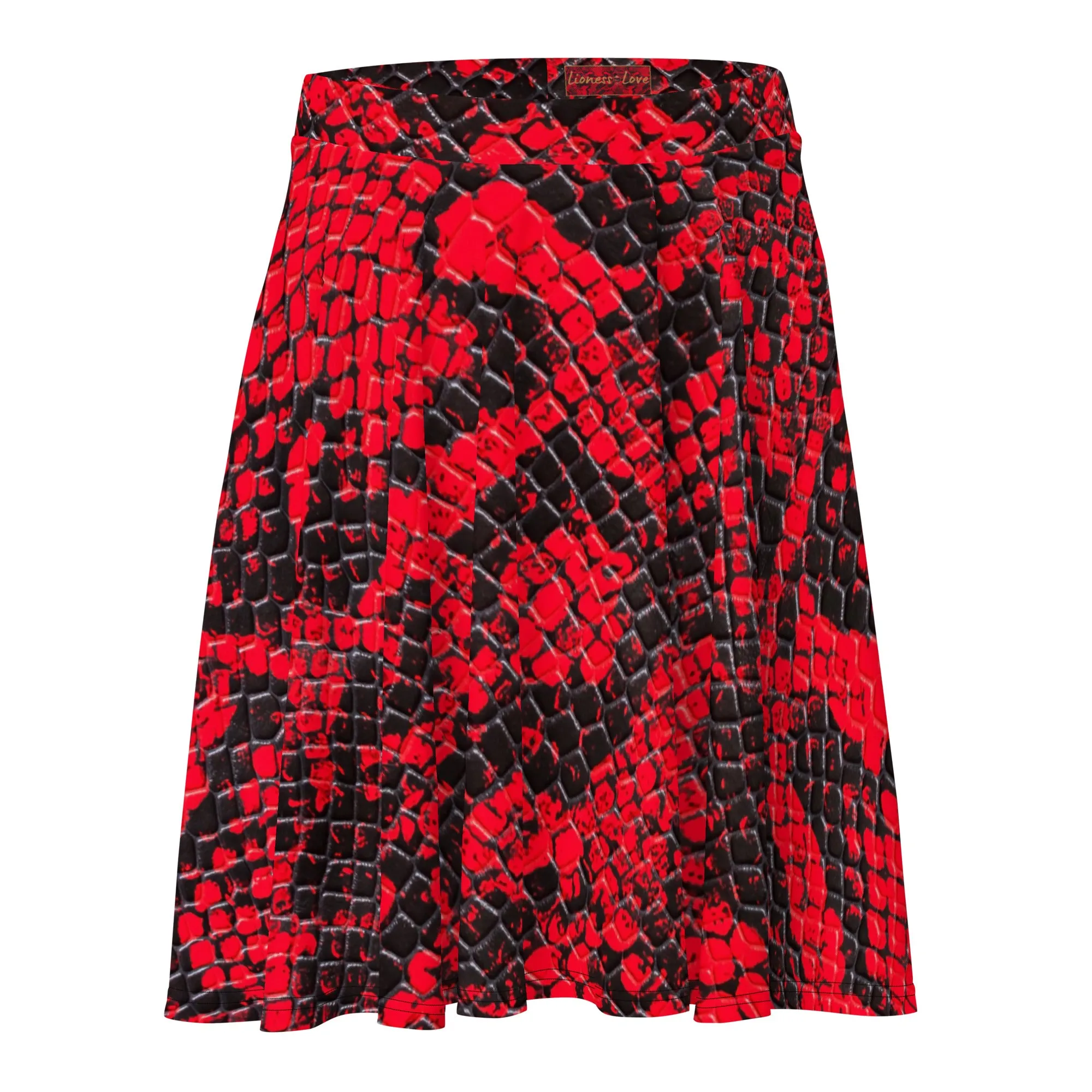 Graphic Print Red Skirt for Women, lioness-love